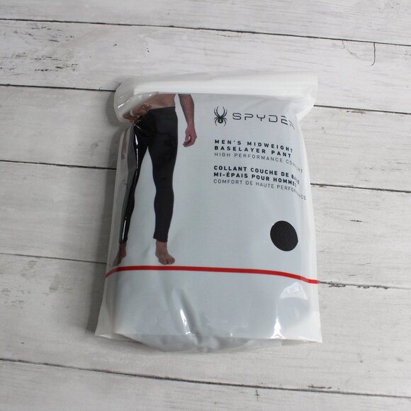Spyder Men's Base Layer Pants Size L Long Johns Underwear Performance Black - Picture 1 of 5